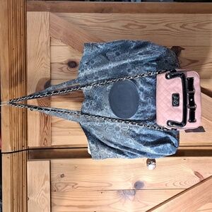 Sharif Pink Quilted Crossbody Purse and Large Tote Dust Shopping Bag Set